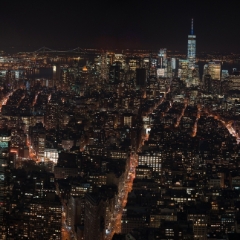 Downtown Manhattan Night Panorama View