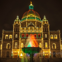 Victoria BC Victoria Parliament and Front Fountain Christmas Lights.jpg