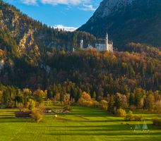 Aerial Castle Neuschwanstein Fall Colors and Meadows