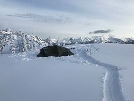 Artists Point Snowcamping Trail to Our Tent.JPG
