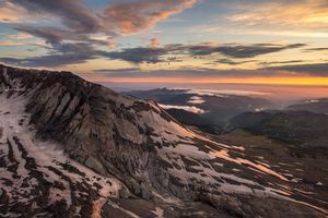 Aerial Mount St Helens Crater and Down the Valley